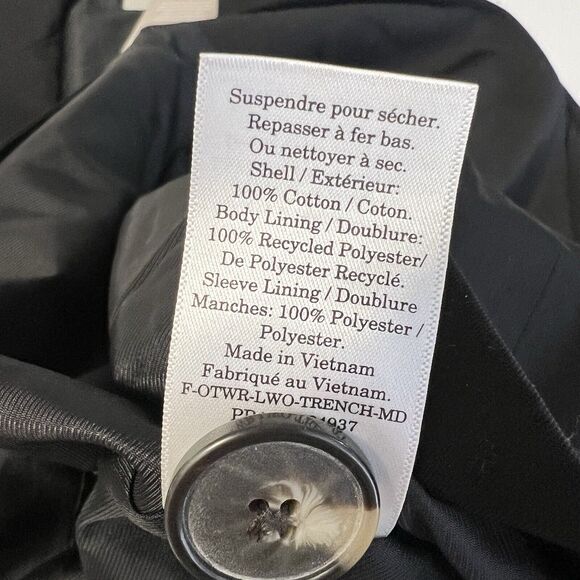 NEW Everlane The Modern Trench Belt Coat Black Sz L 100% Cotton - Picture 7 of 10